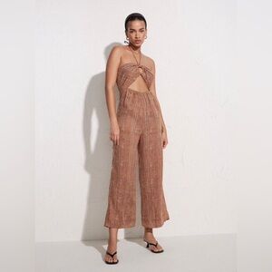Faithful the Brand Malaika Cutout Ed Linen Halter-Neck Jumpsuit - Size 2